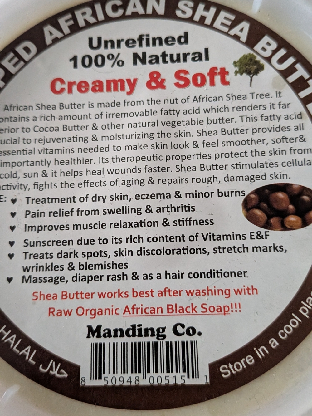 Manding Co. Unrefined African Shea Butter - Creamy & Soft (White)